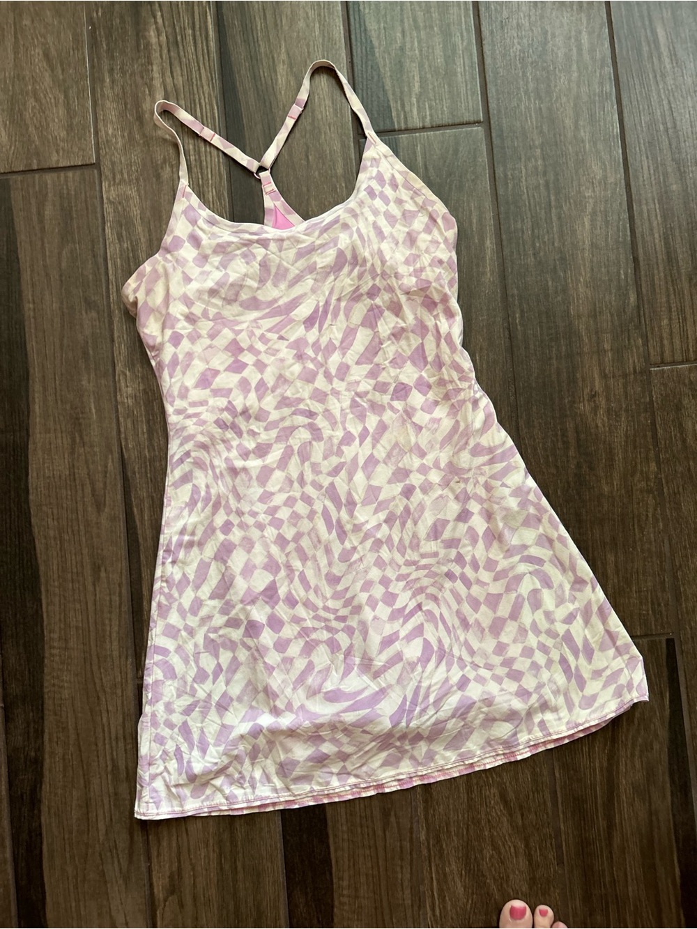 Outdoor Voices Exercise Dress Wavy Checkered Print in Pink Sz S - Picture 5 of 10